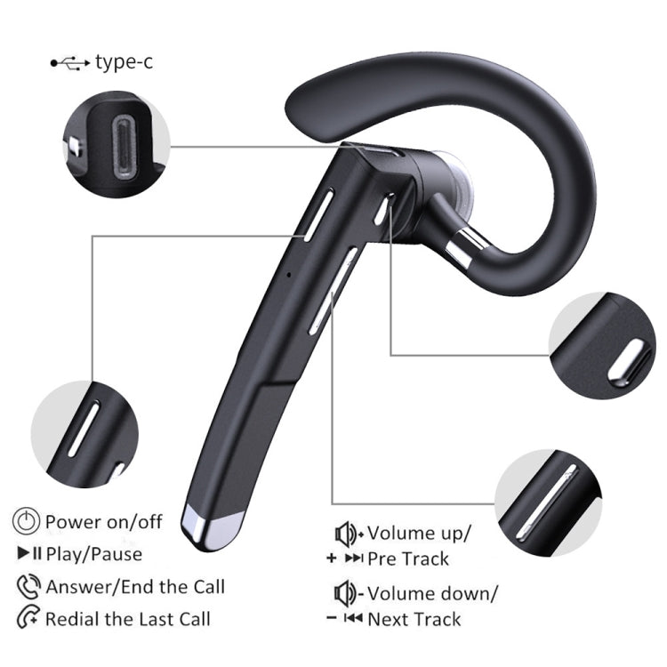 YYK-525 Einfache Version Einseitiger drehbarer Ohrbügel Geräuschreduktions-Business-Bluetooth-Kopfhörer ohne Ladebox, YYK-525