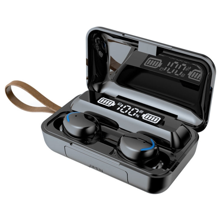 F9-5C LED-Licht + digitale Anzeige Noise Reduction Bluetooth-Kopfhörer mit Handschlaufe, F9-5C LED-Licht mit Riemen Schwarz, F9-5C LED-Licht mit Riemen Weiß