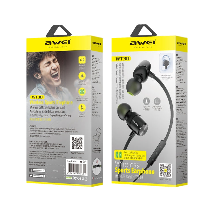 awei WT30 Wasserdichter kabelloser Bluetooth Sport-Kopfhörer