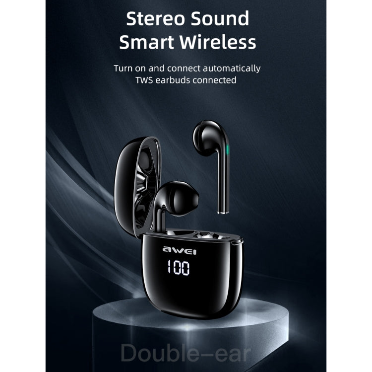awei T28P Bluetooth V5.0 TWS True Wireless Sport LED-Display Headset mit Ladeetui