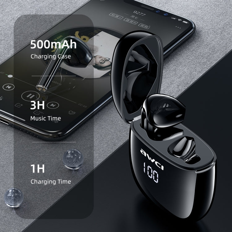 awei T28P Bluetooth V5.0 TWS True Wireless Sport LED-Display Headset mit Ladeetui