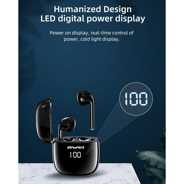 awei T28P Bluetooth V5.0 TWS True Wireless Sport LED-Display Headset mit Ladeetui