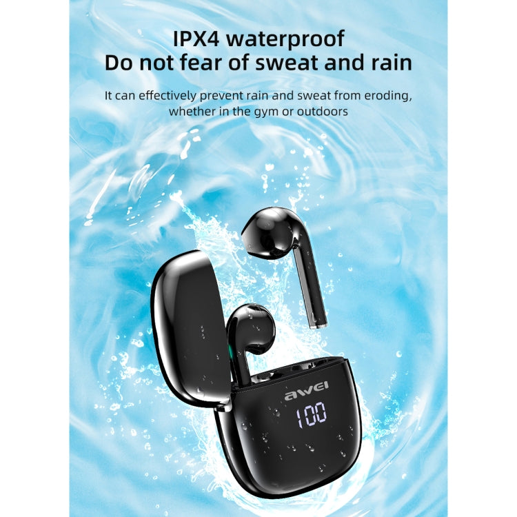 awei T28P Bluetooth V5.0 TWS True Wireless Sport LED-Display Headset mit Ladeetui