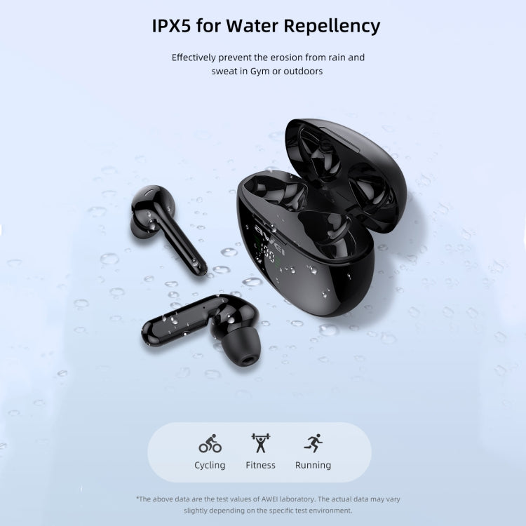 awei T15P Bluetooth V5.0 TWS True Wireless Sport LED-Display Headset mit Ladeetui, T15P