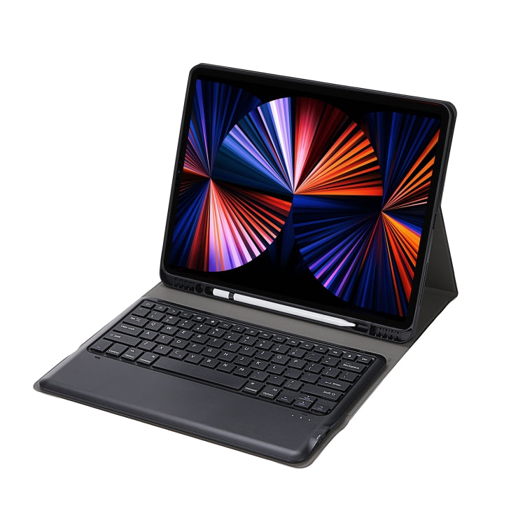 A12B Bluetooth 3.0 Ultra-dünne abnehmbare Bluetooth-Tastatur Leder-Tablet-Hülle für iPad Air 13 2024 / 2025 / Pro 12,9 Zoll 2022 / 2021 / 2020 / 2018, mit Stiftschacht & Halter