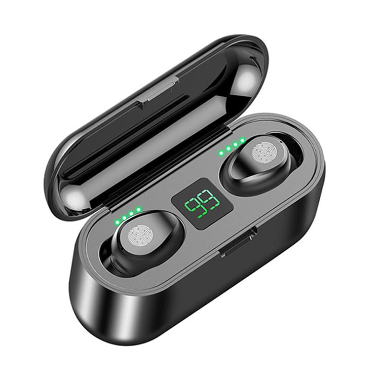 F9 TWS V5.0 Touch-Steuerung Binaurales Kabelloses Bluetooth-Headset mit Ladecase und Digitalanzeige, F9