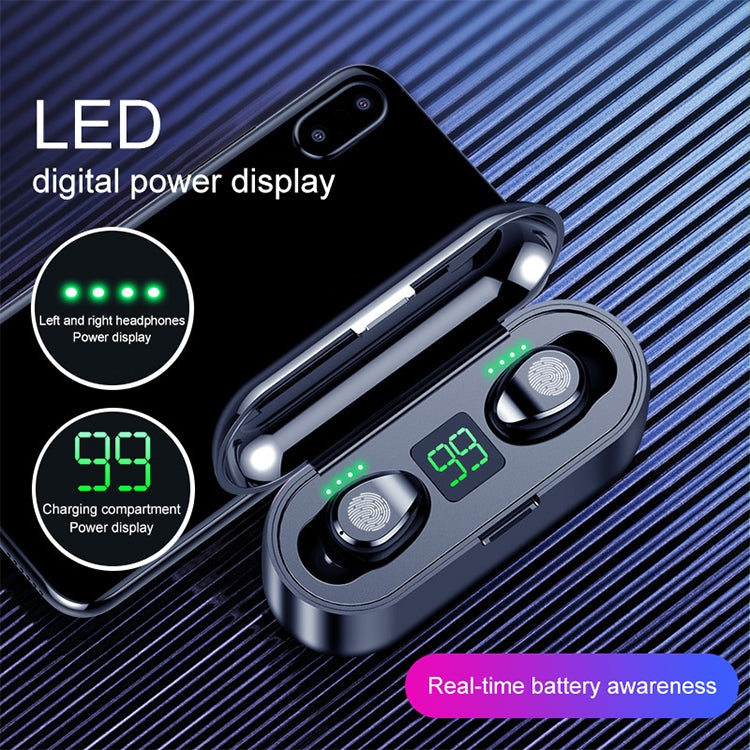 F9 TWS V5.0 Touch-Steuerung Binaurales Kabelloses Bluetooth-Headset mit Ladecase und Digitalanzeige, F9