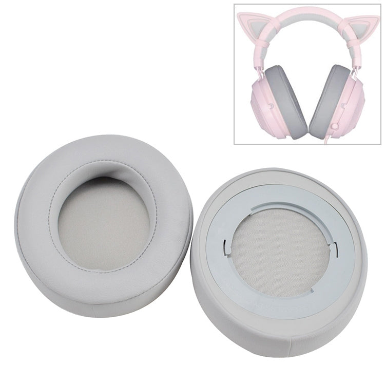 2 Stück Ersatz-Ohrpolster Schwamm Graues Netz für Razer Kraken 7.1 V2 Kopfhörer, für Razer Kraken 7.1 V2 (Grau)