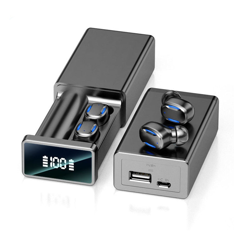 A22 Englische Version Herausziehbares Digitalanzeige Bluetooth Ohrhörer mit Magnetischer Ladebox, Unterstützt Touch-Licht & Powerbank, Englische Version