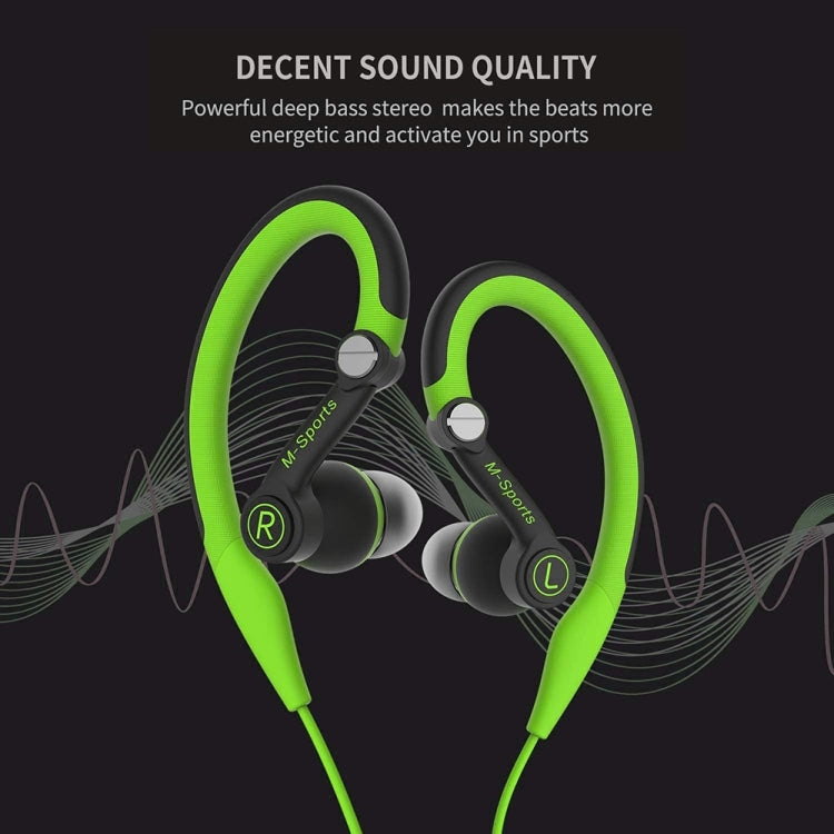Mucro MB-232 Lauf-In-Ear Sport Ohrbügel kabelgebundene Stereo-Kopfhörer für Joggen Fitnessstudio, 3,5mm