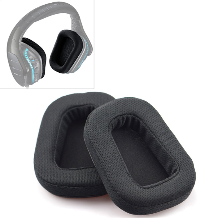 2 Stück Für Logitech G633 G933 Ohrpolster Schutzhülle Ersatz-Ohrpolster mit Netz (Leder), Netz Schwarz, Leder Schwarz