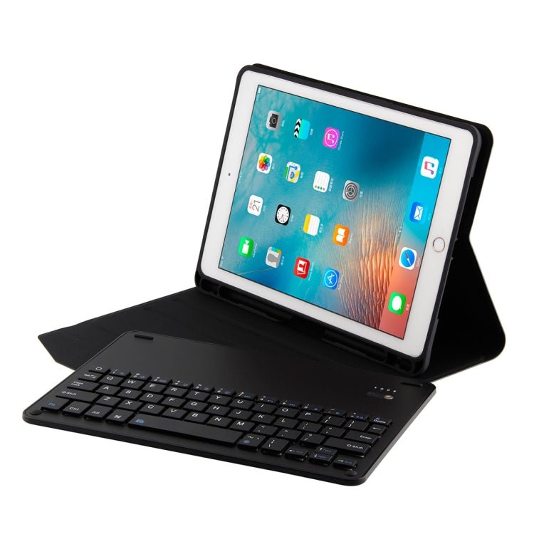 FT-1038E Abnehmbare Bluetooth 3.0 Aluminiumlegierung Tastatur + Leder-Tablet-Hülle mit Lammnappa-Textur für iPad Air / Air 2 / iPad Pro 9,7 Zoll, mit Stiftschacht / Wasserabweisend / Drei-Stufen-Winkelverstellung / Magnetisch / Schlafmodus, FT-1038E