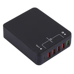 Q8118 1 Quick Charge 3.0 + 4 Smart Identification USB + 1 USB-C / Type-C 3.1 Desktop-USB-Ladegerät