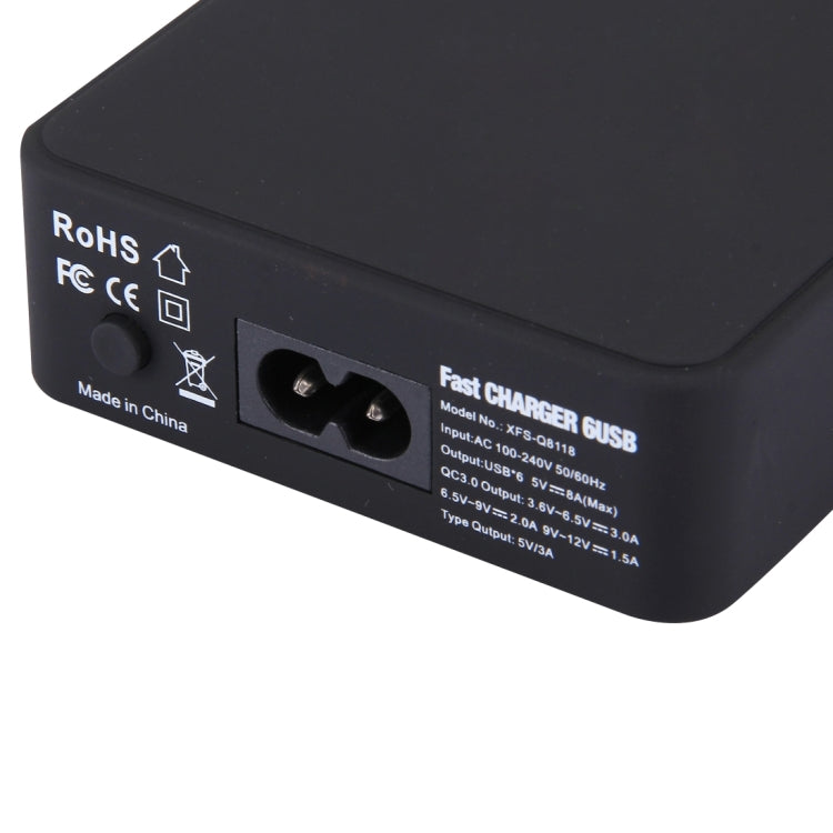Q8118 1 Quick Charge 3.0 + 4 Smart Identification USB + 1 USB-C / Type-C 3.1 Desktop-USB-Ladegerät
