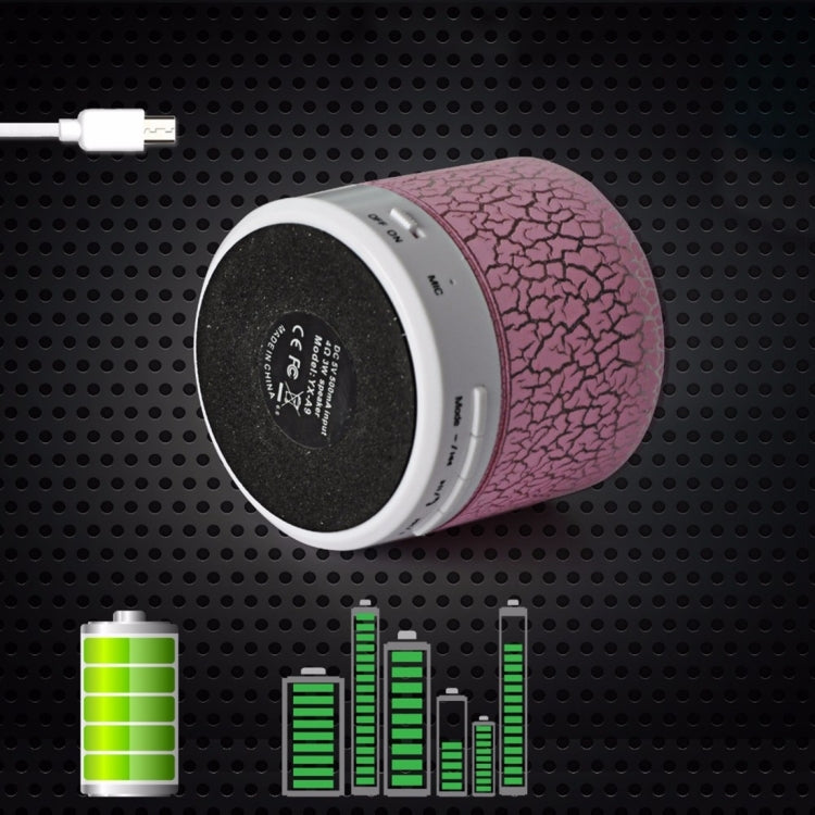 A9 Mini Tragbarer Glanz-Crack-Bluetooth-Stereolautsprecher mit LED-Licht, integriertem Mikrofon, unterstützt Freisprechanrufe und TF-Karte