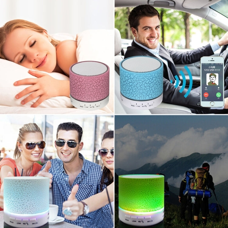 A9 Mini Tragbarer Glanz-Crack-Bluetooth-Stereolautsprecher mit LED-Licht, integriertem Mikrofon, unterstützt Freisprechanrufe und TF-Karte