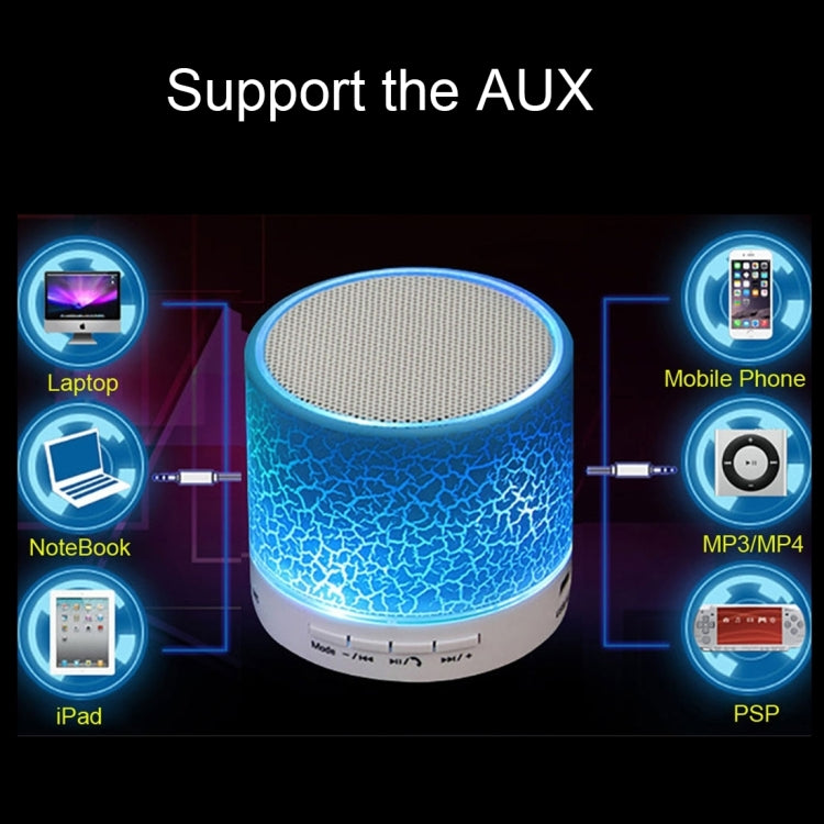 A9 Mini Tragbarer Glanz-Crack-Bluetooth-Stereolautsprecher mit LED-Licht, integriertem Mikrofon, unterstützt Freisprechanrufe und TF-Karte