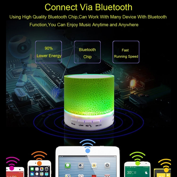 A9 Mini Tragbarer Glanz-Crack-Bluetooth-Stereolautsprecher mit LED-Licht, integriertem Mikrofon, unterstützt Freisprechanrufe und TF-Karte