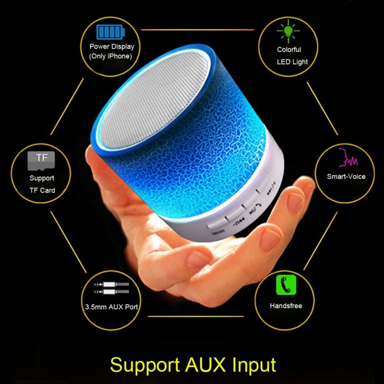A9 Mini Tragbarer Glanz-Crack-Bluetooth-Stereolautsprecher mit LED-Licht, integriertem Mikrofon, unterstützt Freisprechanrufe und TF-Karte