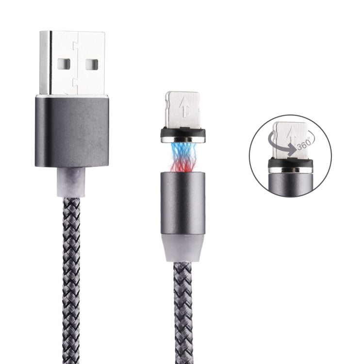 360-Grad-Rotation, 8-Pin auf USB 2.0 geflochtenes magnetisches Ladekabel mit LED-Anzeige, Kabellänge: 1m