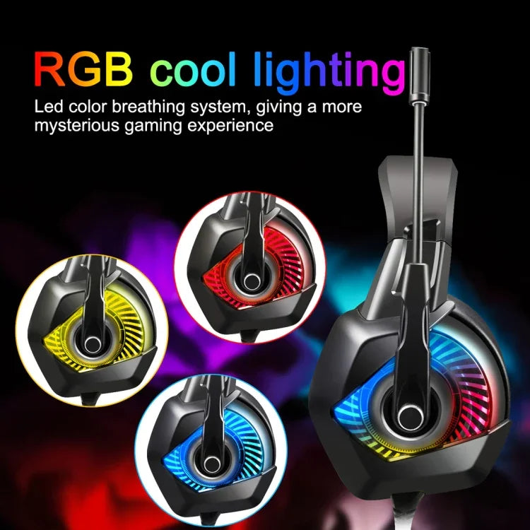 ONIKUMA K6 Over-Ear Gaming-Kopfhörer mit Bass, Stereo-Surround-Sound, Mikrofon und RGB-Beleuchtung