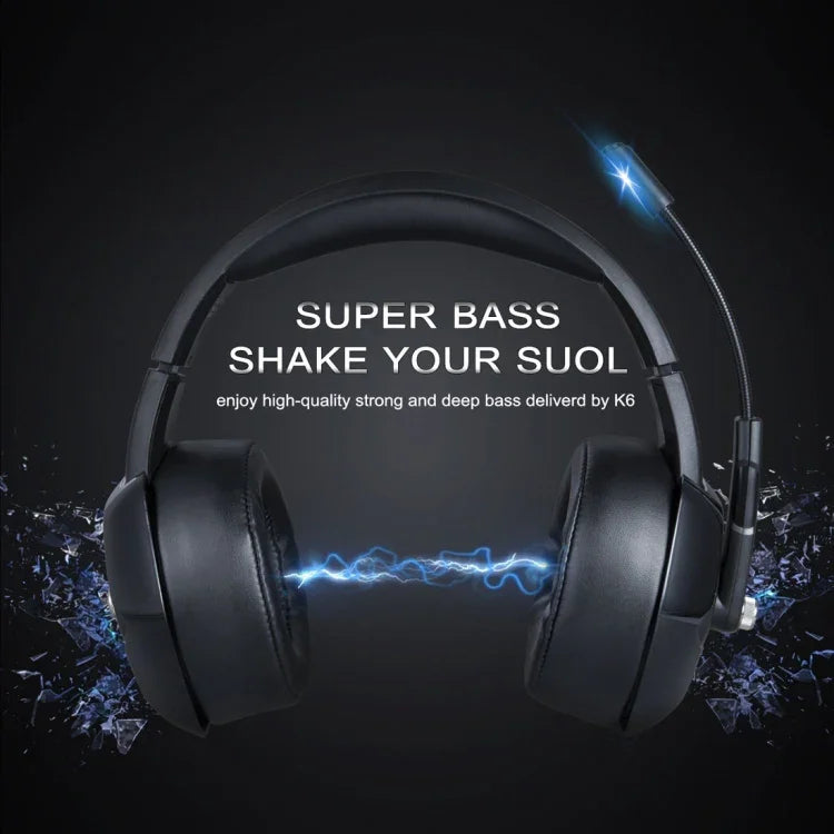 ONIKUMA K6 Over-Ear Gaming-Kopfhörer mit Bass, Stereo-Surround-Sound, Mikrofon und RGB-Beleuchtung
