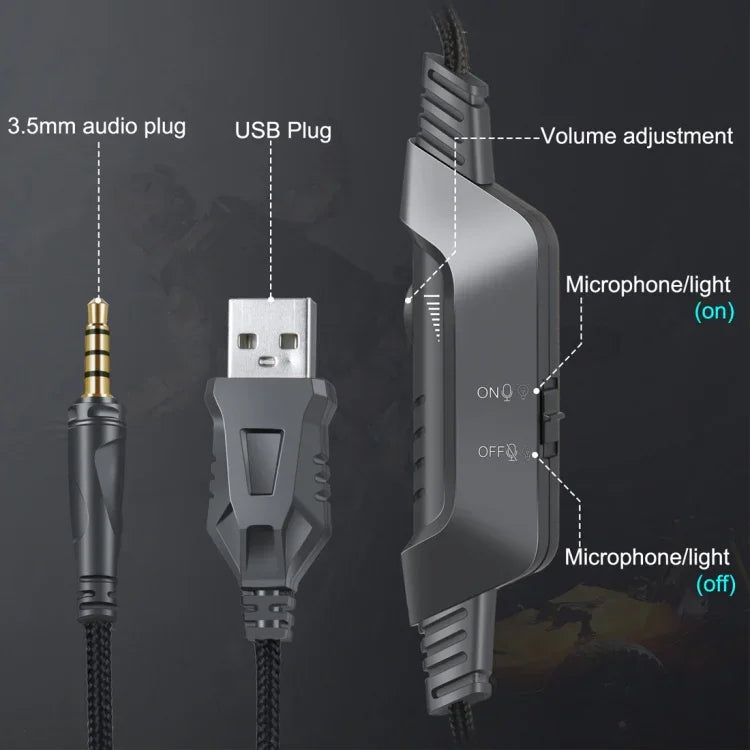 ONIKUMA K6 Over-Ear Gaming-Kopfhörer mit Bass, Stereo-Surround-Sound, Mikrofon und RGB-Beleuchtung