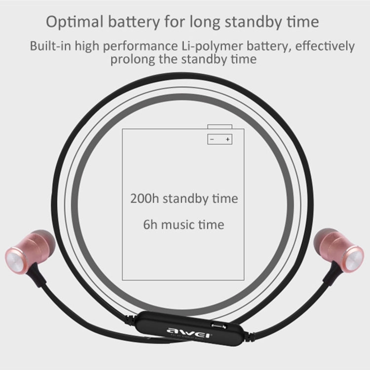 AWEI A921BL Kabelloser Sport Magnetischer Bluetooth-Ohrhörer mit Kabelsteuerung + Mikrofon