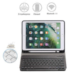 Abnehmbare Bluetooth-Tastatur + horizontale Klapp-Leder-Tablet-Hülle mit Halter & Stifthalter für iPad Pro 9,7 Zoll, iPad Air, iPad Air 2, iPad 9,7 Zoll (2017), iPad 9,7 Zoll (2018), A07B Blau, A07B Roségold, A07B Schwarz, A07B Gold