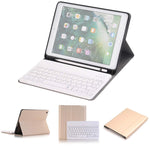 Abnehmbare Bluetooth-Tastatur + horizontale Klapp-Leder-Tablet-Hülle mit Halter & Stifthalter für iPad Pro 9,7 Zoll, iPad Air, iPad Air 2, iPad 9,7 Zoll (2017), iPad 9,7 Zoll (2018), A07B Blau, A07B Roségold, A07B Schwarz, A07B Gold