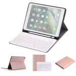 Abnehmbare Bluetooth-Tastatur + horizontale Klapp-Leder-Tablet-Hülle mit Halter & Stifthalter für iPad Pro 9,7 Zoll, iPad Air, iPad Air 2, iPad 9,7 Zoll (2017), iPad 9,7 Zoll (2018), A07B Blau, A07B Roségold, A07B Schwarz, A07B Gold