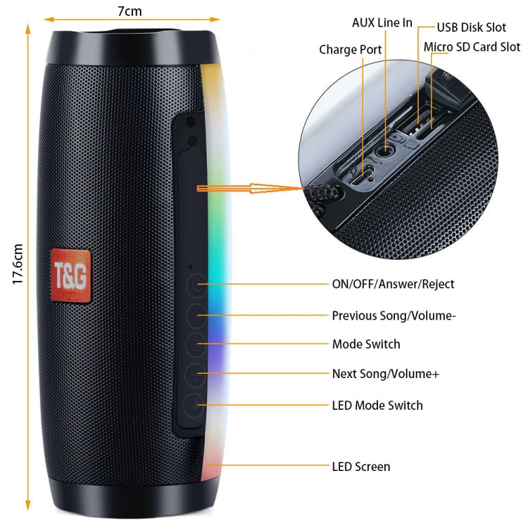 T&G TG157 Bluetooth 4.2 Mini tragbarer kabelloser Bluetooth-Lautsprecher mit Melodie und bunten Lichtern