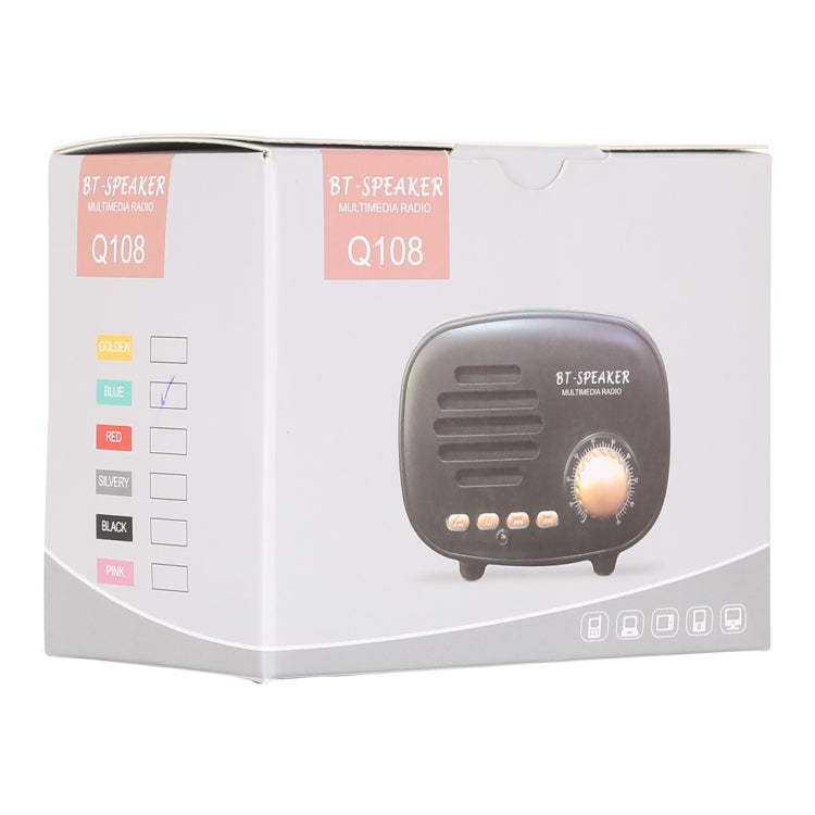 Q108 Retro Mini Kabelloser Bluetooth Lautsprecher, Unterstützt Freisprechen / TF-Karte / USB-Stick / FM