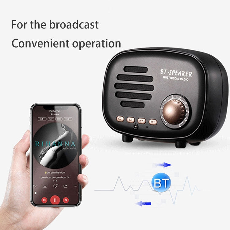 Q108 Retro Mini Kabelloser Bluetooth Lautsprecher, Unterstützt Freisprechen / TF-Karte / USB-Stick / FM