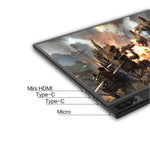 15,6 Zoll 1080P 178 Grad Weitwinkel HD Tragbares Displaygerät für Desktop-Computer / Spielekonsole / Simultane Bildschirm / PS4 / PS3 / XBox, mit Mini-HDMI & Micro USB & 2 USB-C / Typ-C Schnittstellen