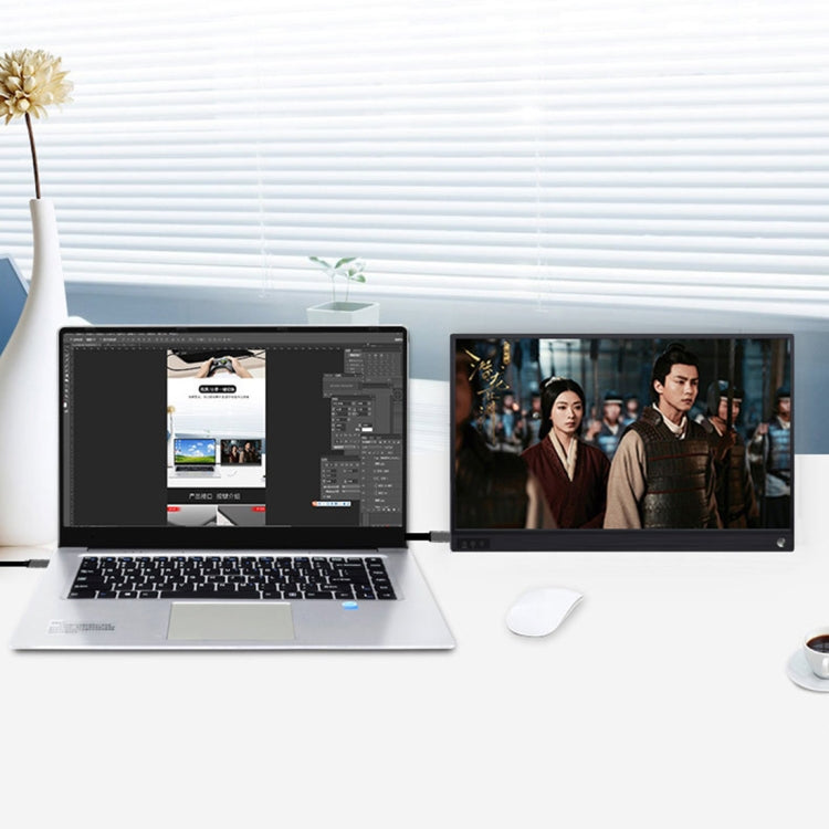 15,6 Zoll 1080P 178 Grad Weitwinkel HD Tragbares Displaygerät für Desktop-Computer / Spielekonsole / Simultane Bildschirm / PS4 / PS3 / XBox, mit Mini-HDMI & Micro USB & 2 USB-C / Typ-C Schnittstellen