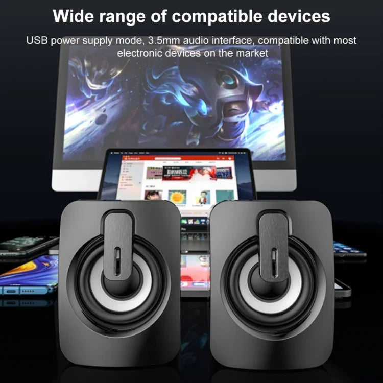 A2 USB 2.0 Kabelgesteuerter beleuchteter Handy Computer Mini Desktop Lautsprecher, beleuchtet