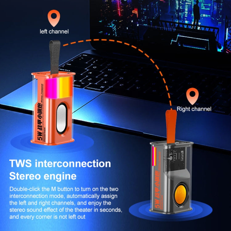 5W Tragbarer Bullet TWS Wireless Bluetooth Lautsprecher, (Orange), (Grün), (Grau), (Lila)