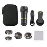 HAUTIK HK-002 5-in-1 180 Grad Fisheye Objektiv + 0,65X Makro & Weitwinkelobjektiv + 12X Teleobjektiv + Sternlinien Objektiv-Kits, HK-002