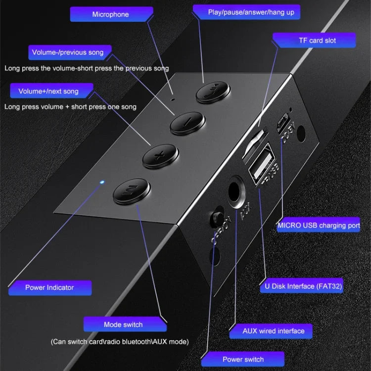 YINDIAO A36 Bluetooth 5.0 Smart Subwoofer Computer Kabelloser Bluetooth-Lautsprecher, Bluetooth Upgrade Version, Bluetooth Upgrade Version (Schwarz)