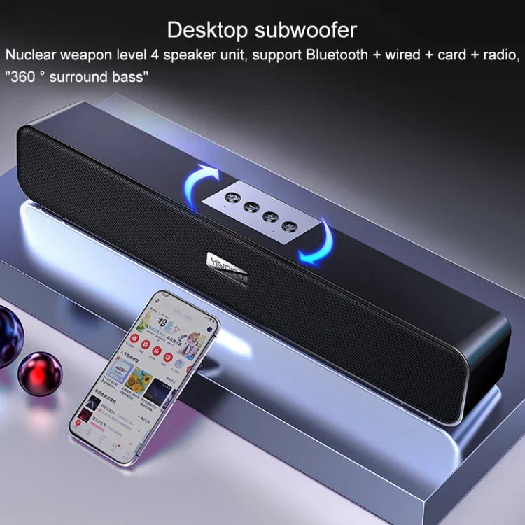 YINDIAO A36 Bluetooth 5.0 Smart Subwoofer Computer Kabelloser Bluetooth-Lautsprecher, Bluetooth Upgrade Version, Bluetooth Upgrade Version (Schwarz)
