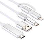 3-in-1 Micro-USB- & 8-Pin- & Typ-C-auf-HDMI-HD-1080P-HDTV-Adapterkabel