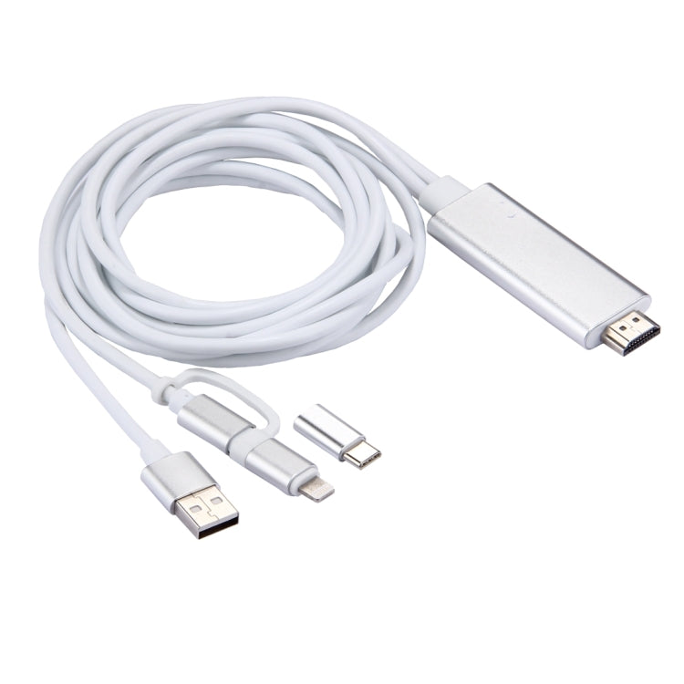 3-in-1 Micro-USB- & 8-Pin- & Typ-C-auf-HDMI-HD-1080P-HDTV-Adapterkabel