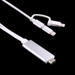 3-in-1 Micro-USB- & 8-Pin- & Typ-C-auf-HDMI-HD-1080P-HDTV-Adapterkabel