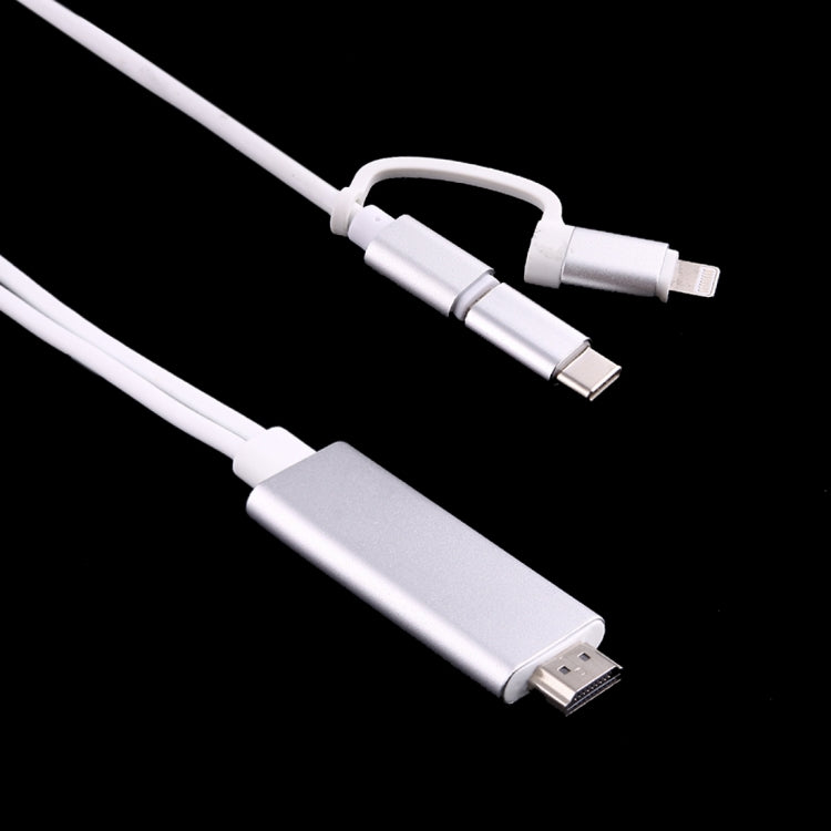 3-in-1 Micro-USB- & 8-Pin- & Typ-C-auf-HDMI-HD-1080P-HDTV-Adapterkabel