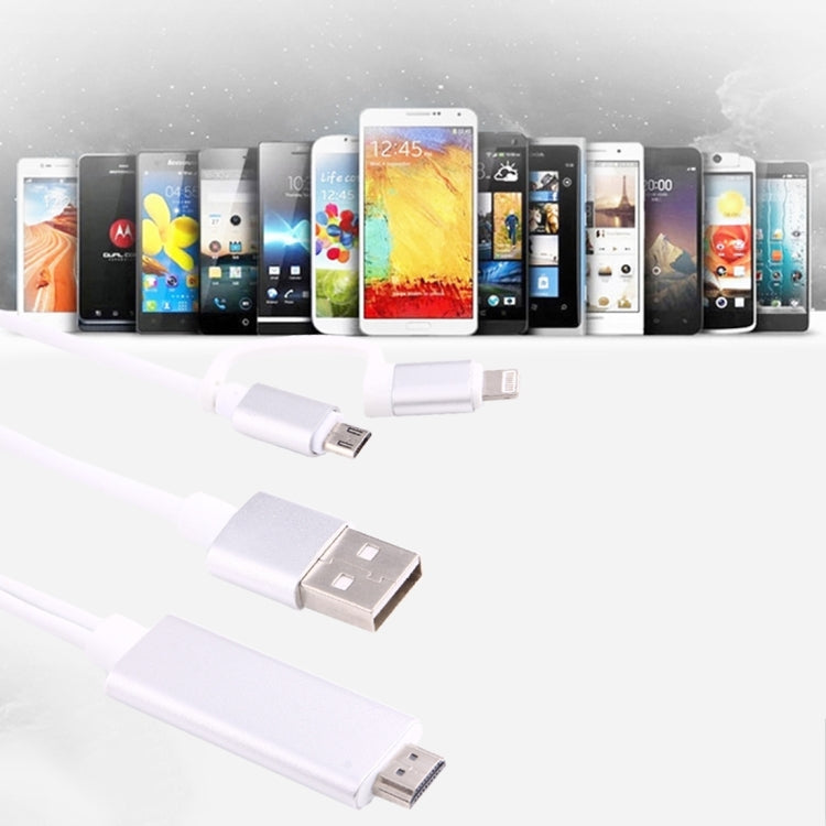 3-in-1 Micro-USB- & 8-Pin- & Typ-C-auf-HDMI-HD-1080P-HDTV-Adapterkabel