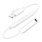 8 Pin Male to 3.5mm Female Headphone Jack Wire Control Bluetooth Audio Adapter, Support Music, Calls, Volume Control