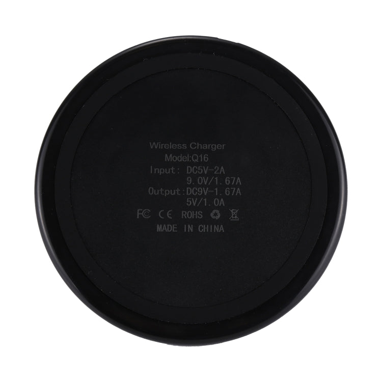 DC 9V 1.67A / 5V 1A Universelles, rundes Qi Standard Schnellladegerät mit Kontrollleuchte, runde Form