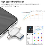 4 in 1 16GB USB 3.0 + 8 Pin + Mirco USB + USB-C / Type-C Dual-use Flash Drive with OTG Function, 16GB
