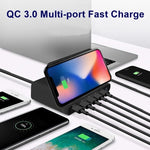 828W 7 in 1 60W QC 3.0 USB-Schnittstelle + 4 USB-Anschlüsse + USB-C / Type-C Schnittstelle + kabelloses Laden Multifunktionsladegerät mit Handyhalterfunktion, UK-Stecker, UK-Stecker Schwarz, UK-Stecker Weiß